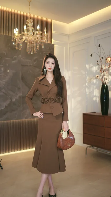 罗曼定制   原创设计女装时尚套装法式显瘦女神范连衣裙包臀秋季