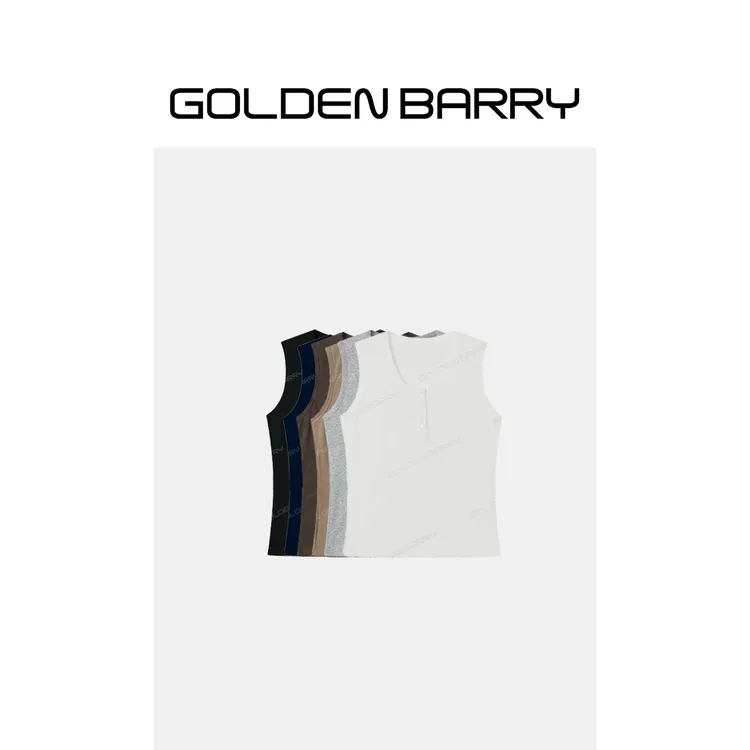 GOLDENBARRY休闲百搭亨利领背心GB060907001