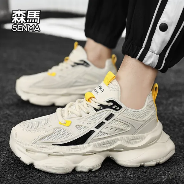 森马男鞋秋季新款厚底增高老爹鞋网面透气休闲时尚百搭潮流运动鞋