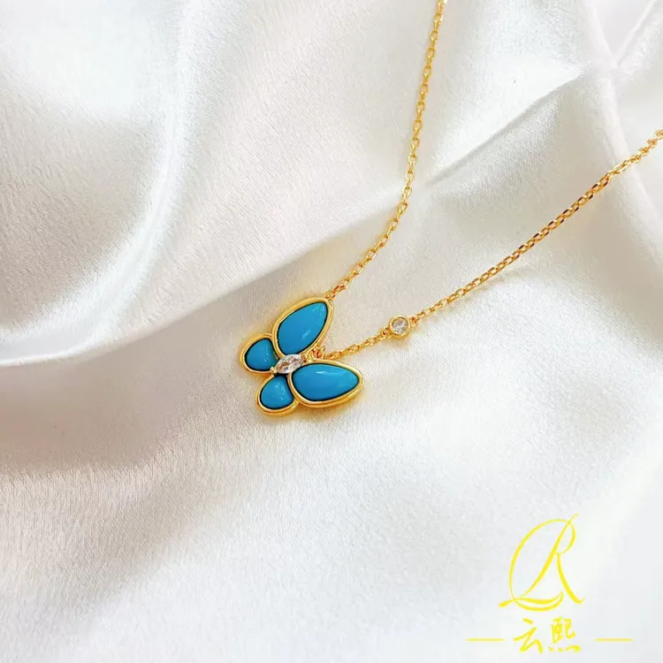 铜合金项链 【蓝色蝴蝶】高版本 梵家 立体松松百搭蝴蝶项链  D43
