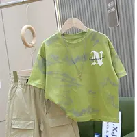 男童夏装纯棉短袖2025新款洋气潮款扎染网红衣服儿童夏装酷帅童装