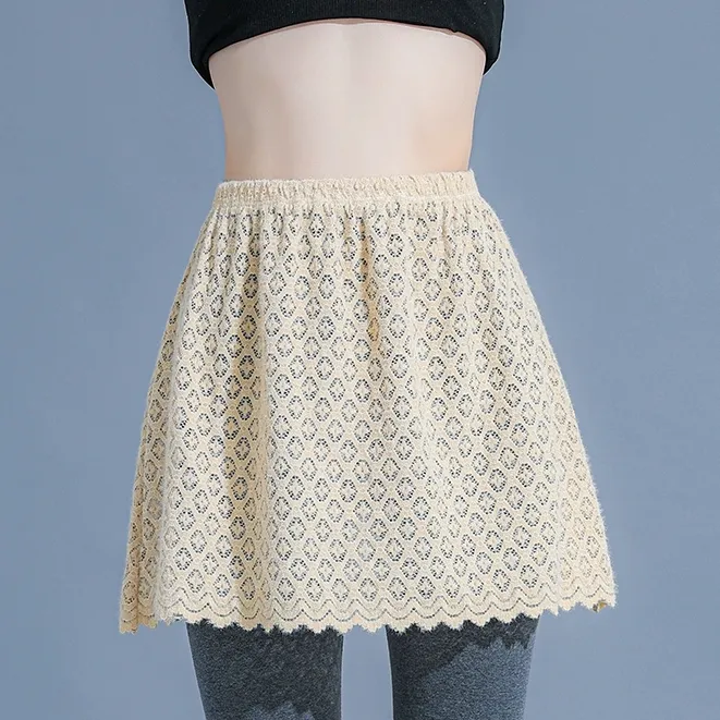 黑色屁帘女网纱罩裙遮屁股卫衣叠穿内搭打底蕾丝假下摆半身裙