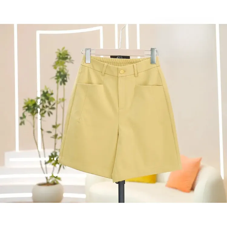 【超钛棉】夏季新款宽松A版薄款高腰休闲百搭简约纯色五分短裤-2530