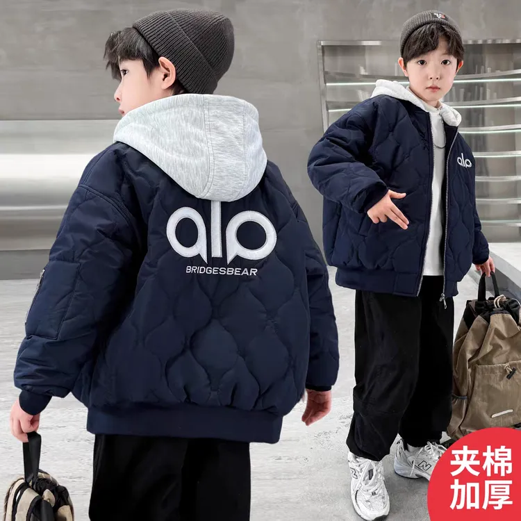 男童棉服冬款棉衣加棉加厚2025新款冬季棒球服中大童儿童男孩冬装