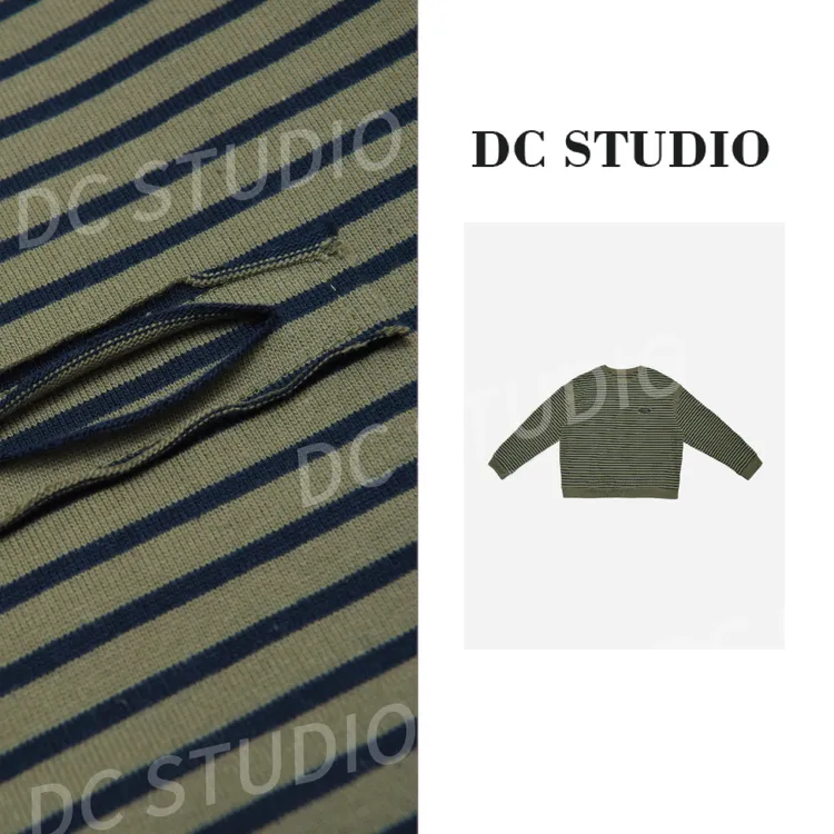 Syan【微风进阶】2025早春新款时尚休闲宽松条纹圆领卫衣