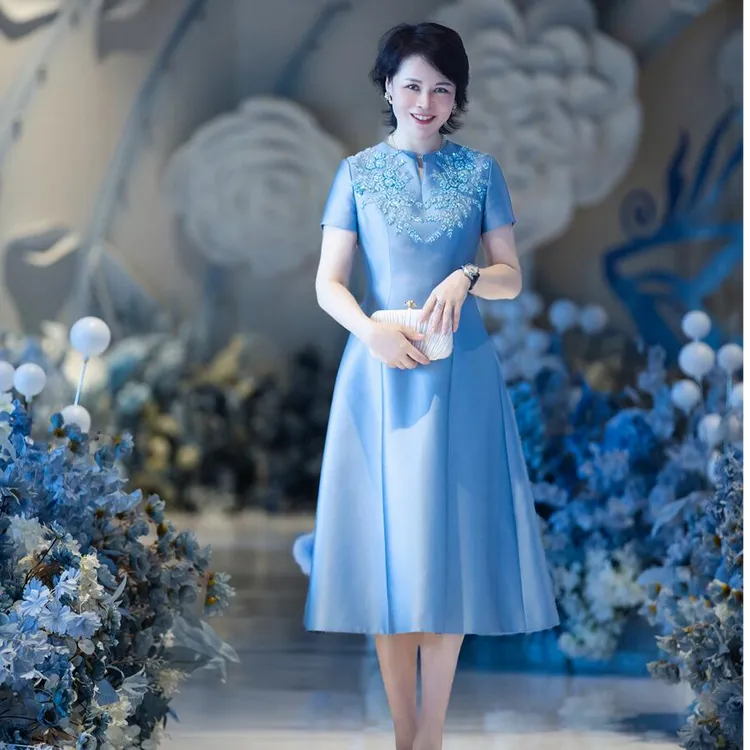 【帛妃娜】高端订制修身宴会中长款气质婚礼高贵奢华婚庆礼服