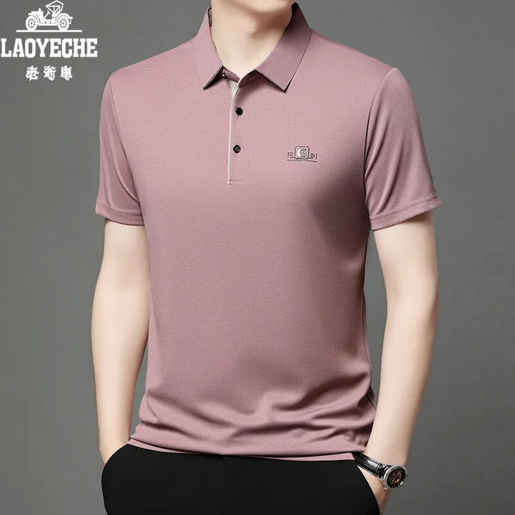 老爷车品牌男装休闲半袖高档薄款透气纯色夏季潮流中年T恤Q1173