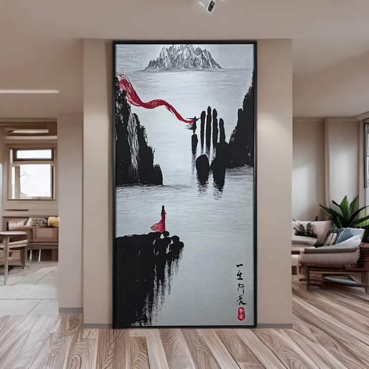大话西游壁画一生所爱山水墨宿舍玄关客厅卧室书房自粘装饰画墙贴