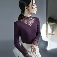 XS#【160斤可穿】新品气质蕾丝拼接洋气时尚显瘦打底衫DY15137H
