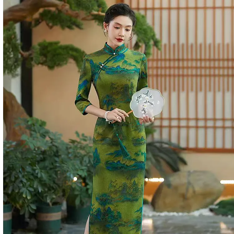 (1-200号按主播报的编码拍）新中式旗袍外套国风吊带连衣裙TV
