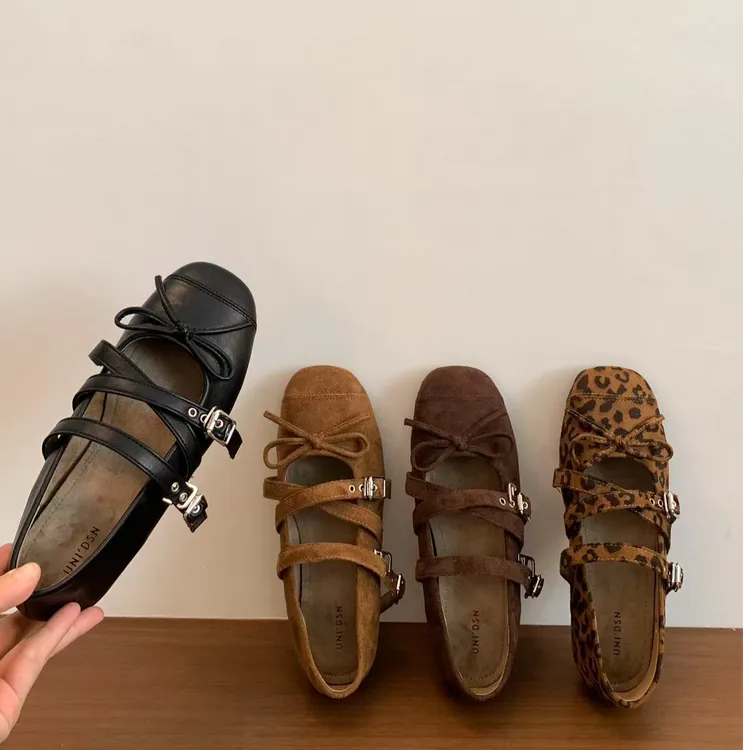 内增高复古圆头豹纹单鞋女2025秋季新款小众设计感芭蕾舞玛丽珍鞋