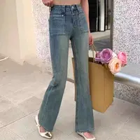 【艾萱萱】A813款欧货大口袋微喇裤女 约99