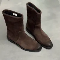 头层牛皮~磨砂牛皮透气粗跟低跟马丁靴女6680/D1