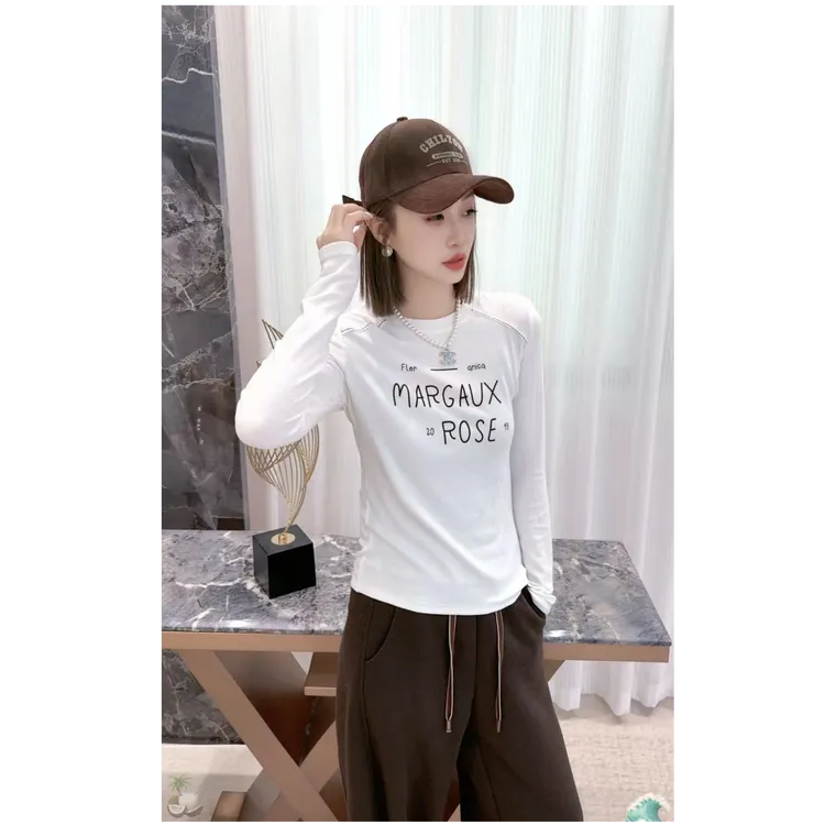 熙薇【午后玛格】2025新款时尚百搭休闲加厚字母T上衣H6001