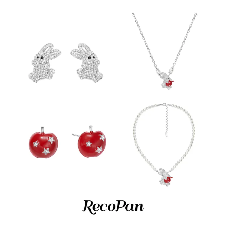 RECOPANSTAYMEDIOCRE圣诞夜兔子珍珠项链耳钉