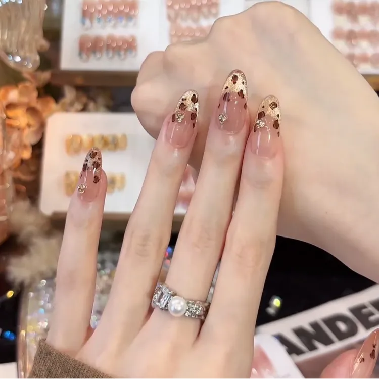 【金钱豹】秋冬气质富贵豹纹猫眼法式渐变纯手工穿戴甲穿戴款美甲