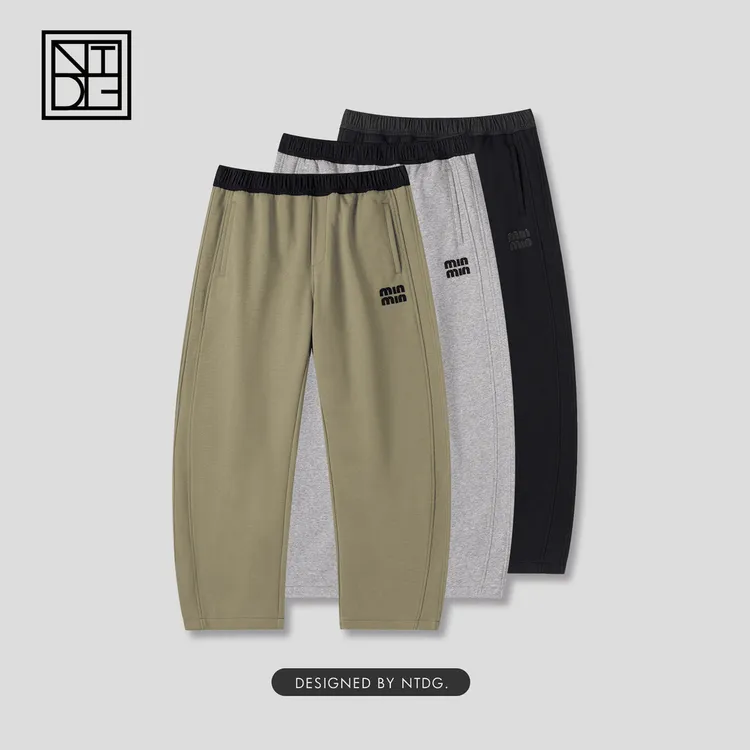 春季新款抽绳撞色字母刺绣休闲裤香蕉裤81506