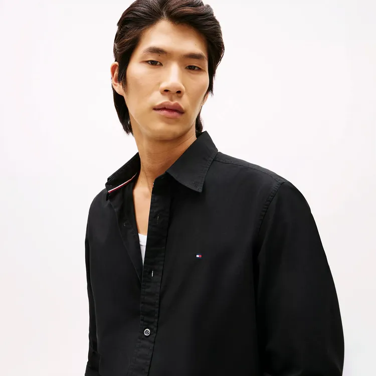 TOMMY HILFIGER秋季男士轻奢休闲百搭进口纯色长袖衬衫 ZZ