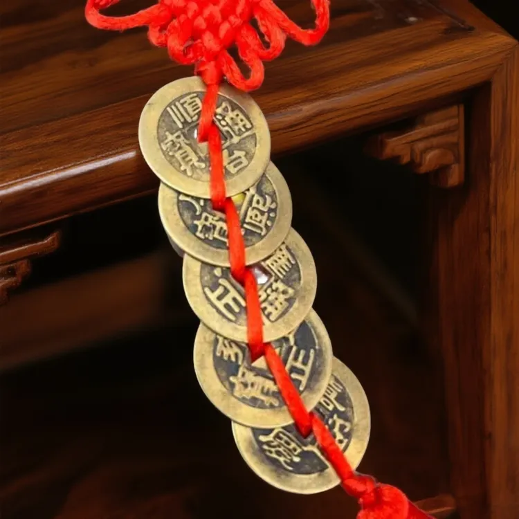 中国结五帝铜钱挂饰适合门对门门对窗门对楼梯黄铜五帝钱