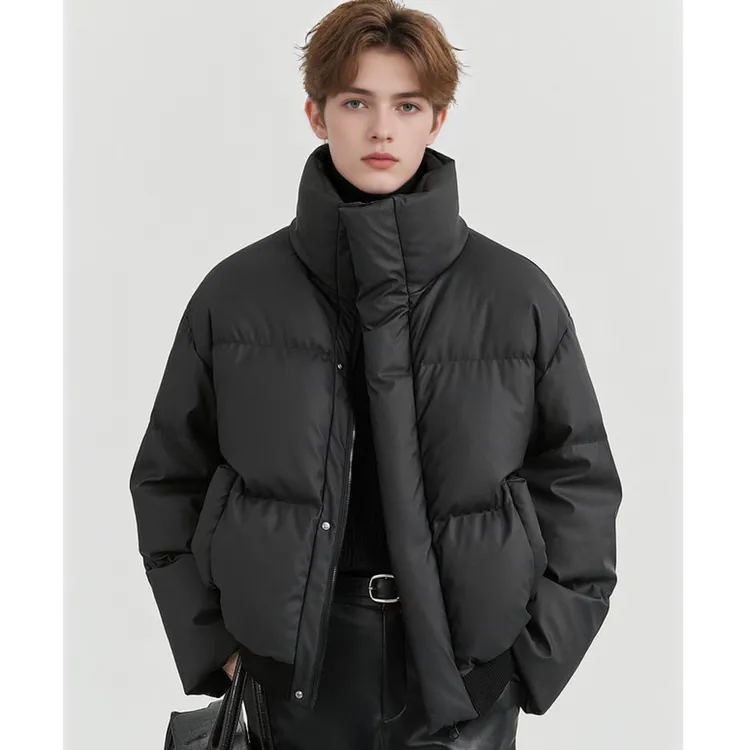 美式pu皮棉服冬季防寒高街潮牌痞帅棉袄短款宽松面包服棉衣外套