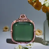 【新疆马爷珠宝】碧玉猫眼金镶无事牌