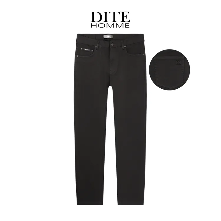Dite迪特25年男高弹直筒裤冬季男士黑色牛仔裤修身牛仔裤秋冬百搭