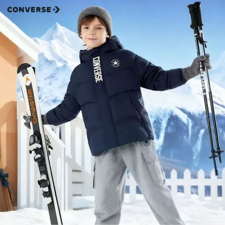 Converse匡威童装短款羽绒服儿童保暖防风加厚90绒J077