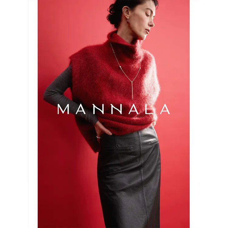 MANNALA丨“伊丽莎”罕山白绒高领慵懒叠穿背心羊绒雾感马甲Q4694