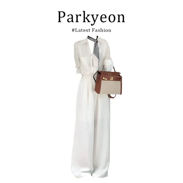 parkyeon法式防晒衬衫外套阔腿休闲裤套装女早秋新款设计感两件套