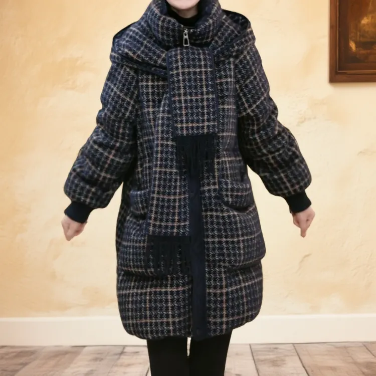 2025冬季新款时尚爆款洋气白鸭绒外套百搭气质女保暖显瘦格子