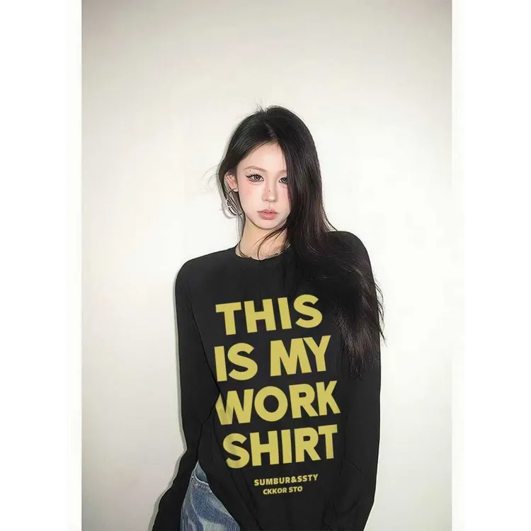 YWBY新款早秋款长袖t恤上衣女ins风外穿爆款秋冬款chic休闲罩衫