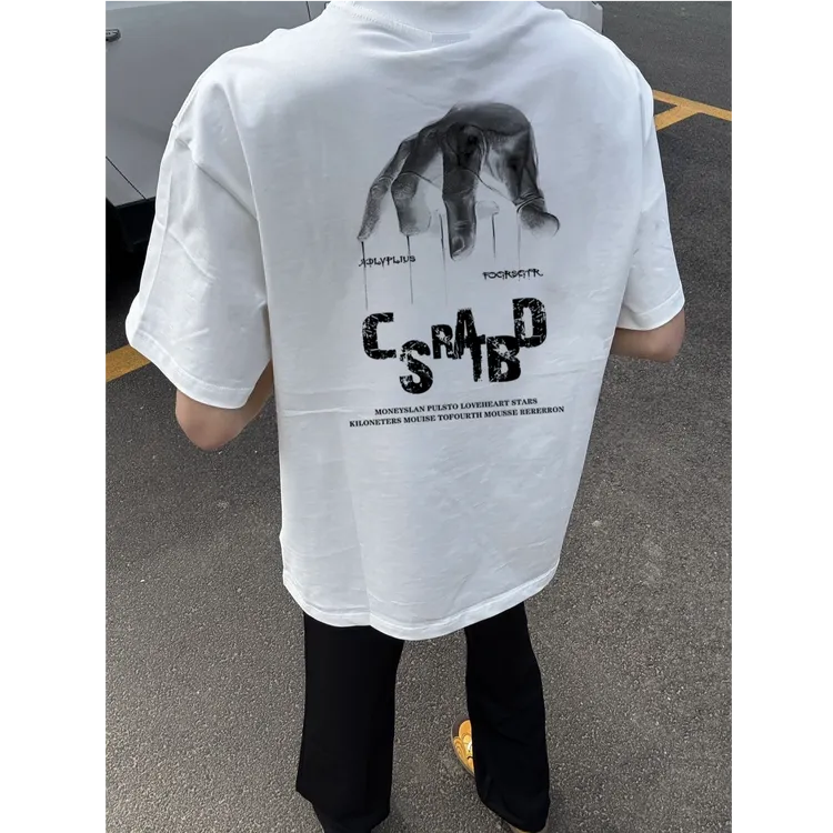 320G夏季新款凉感国潮设计感印花短袖T恤男宽松休闲痞帅t恤男半袖