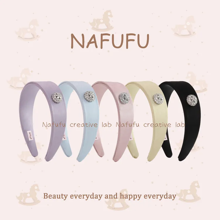 【达人专属】NAFUFU【人鱼泪】系列轻奢丝缎发箍精致手工镶钻高颅顶头箍小众发饰商品图
