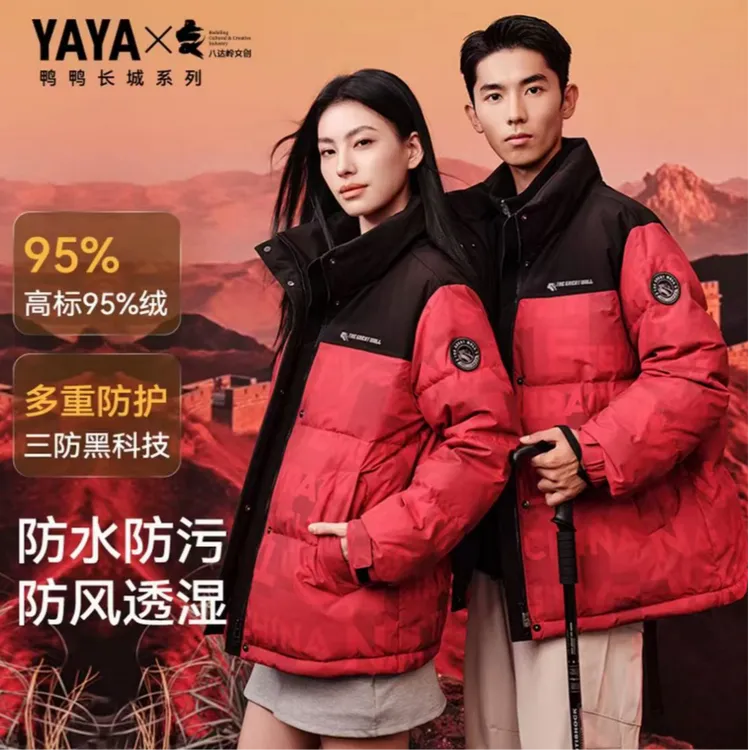 YAYA/鸭鸭【长城系列】冬季新款羽绒服立领时尚简约外套YE5B007253W
