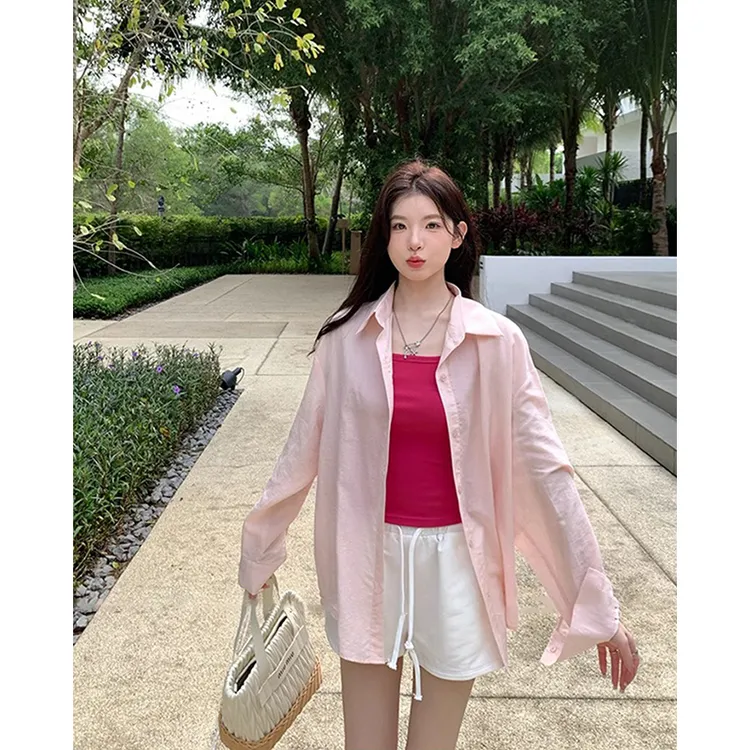 防晒薄款衬衫外套女2025新款夏季宽松休闲出门必备长袖衬衣上衣衫