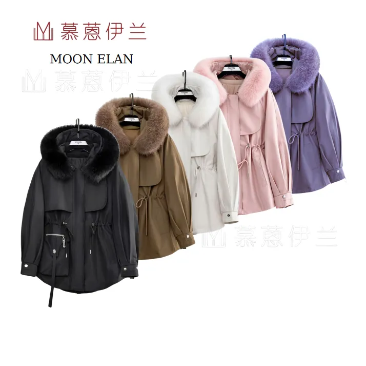 【万人迷】女款皮草派克服兔毛内胆可拆卸狐狸毛领