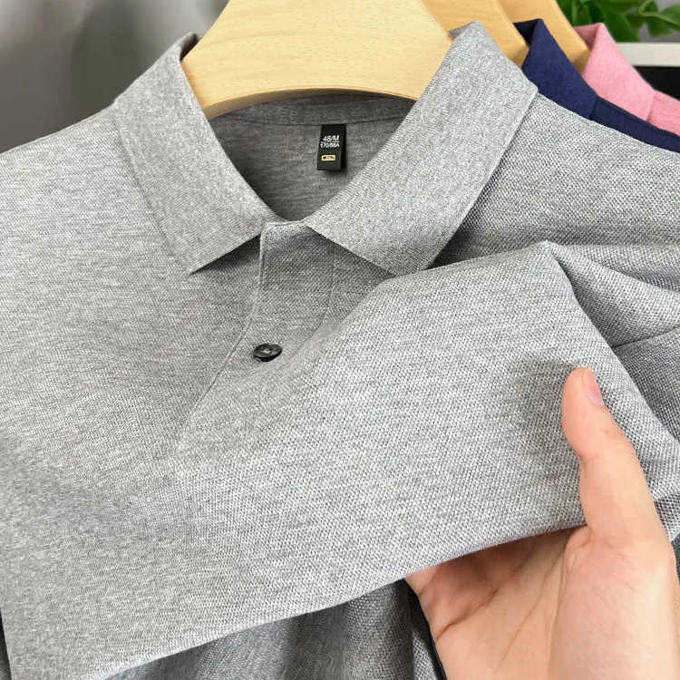 John Bunni净版纯棉长袖T恤男士春秋新款休闲商务POLO衫打底上衣