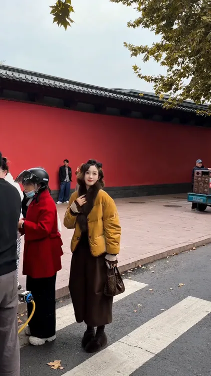 【当日发货】套装女装2025新款新中式国风黄色棉服百搭阔腿裤两件套