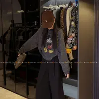 【古古】羊毛米奇复古韩系卡通秋季亲肤小众特别卫衣针织T恤G25819