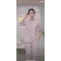 睡衣女士春秋款夏季七分袖九分裤薄款纯棉家居服可外穿全棉套装