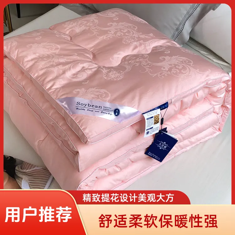 长绒棉大豆被冬被子纯棉100%全棉被子提花加厚冬被80支春秋被被芯