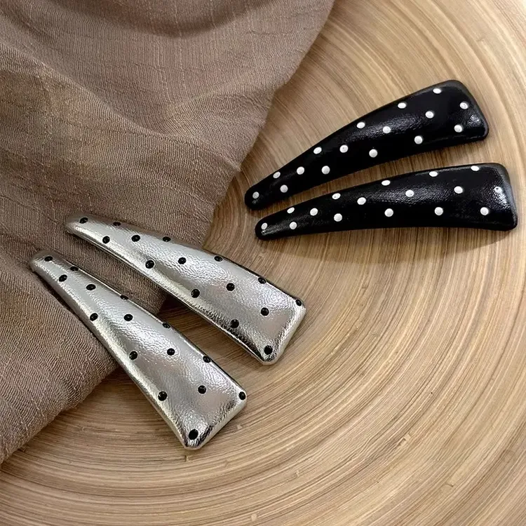 法式复古波点发夹女新款高端侧边碎发刘海夹边夹百搭发卡发饰H980