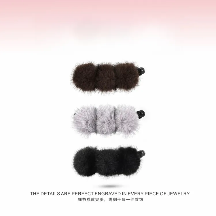 秋冬新款毛球13cm香蕉夹发饰时尚夹高发夹马尾小众发夹头饰发饰品