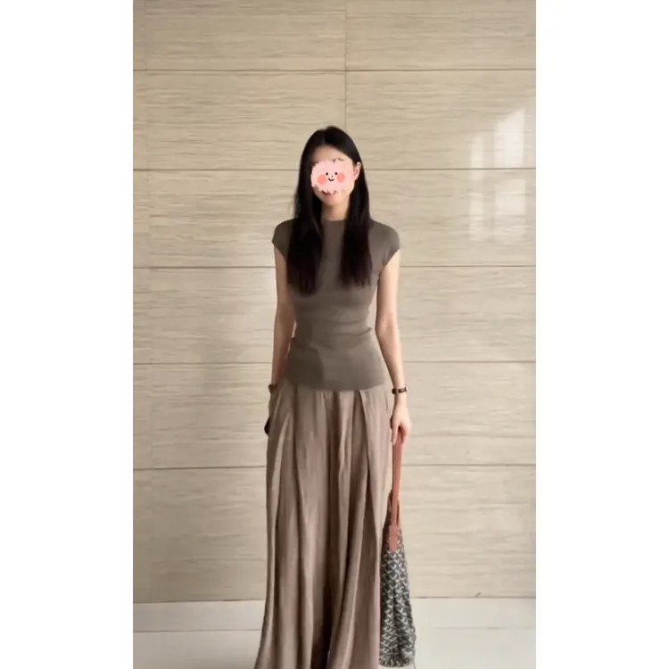 韩系复古灰色上衣女2025夏季新款辣妹高级感修身显瘦半身裙套装