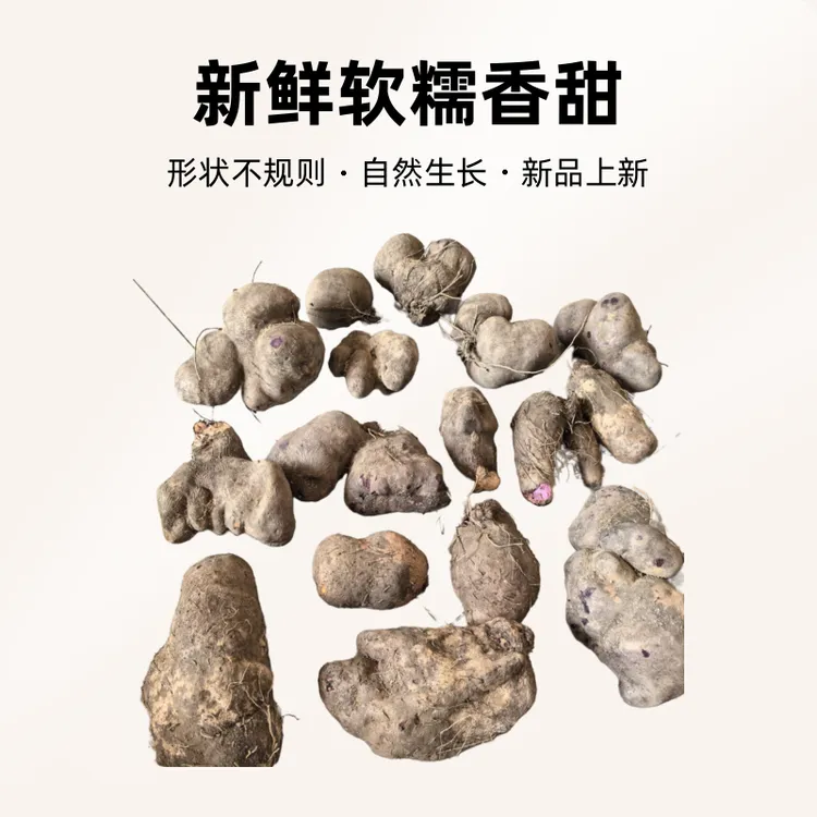 广东河源农家紫山药紫色紫薯新鲜软糯香甜大薯自然生长形状不规则