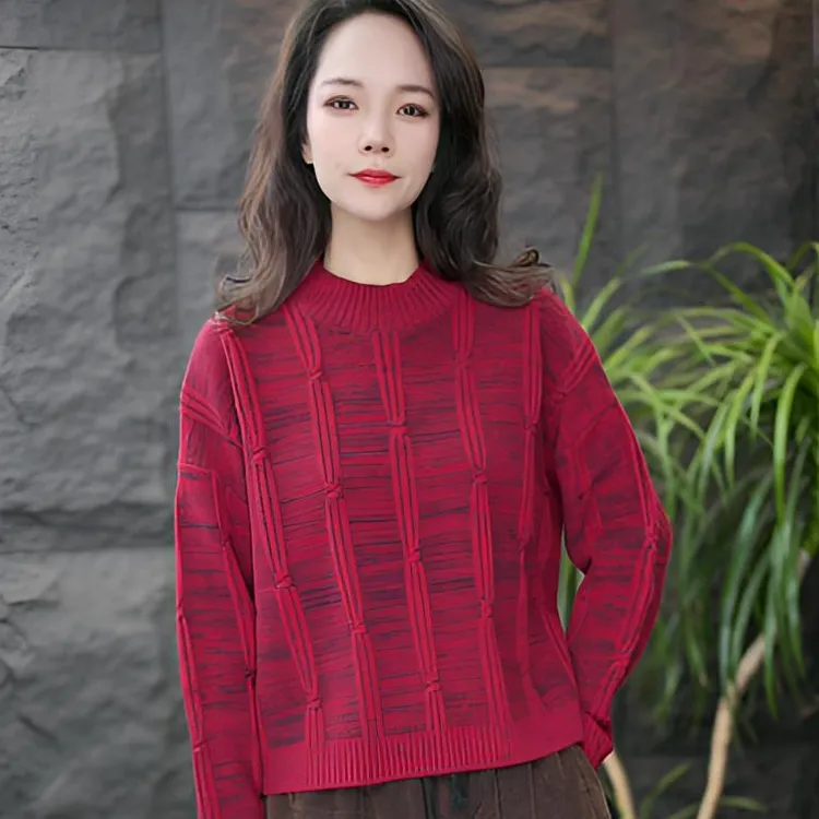 JJ【半高领毛衫】常规短款极简风针织圆领毛针织衫套头百搭打底衫