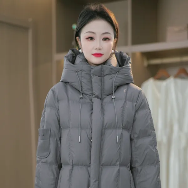 2025年冬季新款简约时尚百搭减龄加厚保暖中长款羽绒服M-3XL