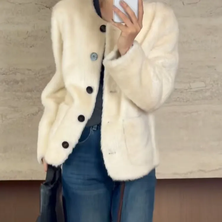 TANTAN 气质时尚轻奢秋冬短款毛呢外套3352