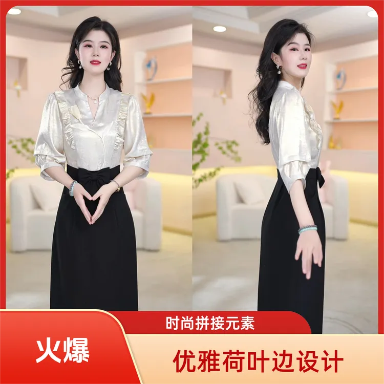 丹思俪2025秋季新款时尚遮肉显瘦显高显白气质百搭连衣裙8399