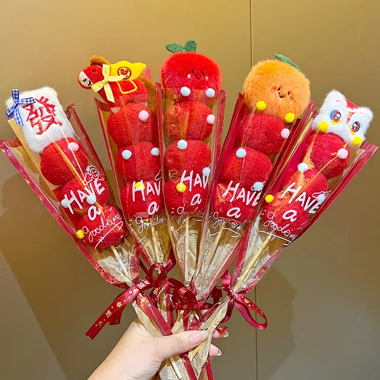 毛绒糖葫芦创意摆件2026年新年装饰场景布置